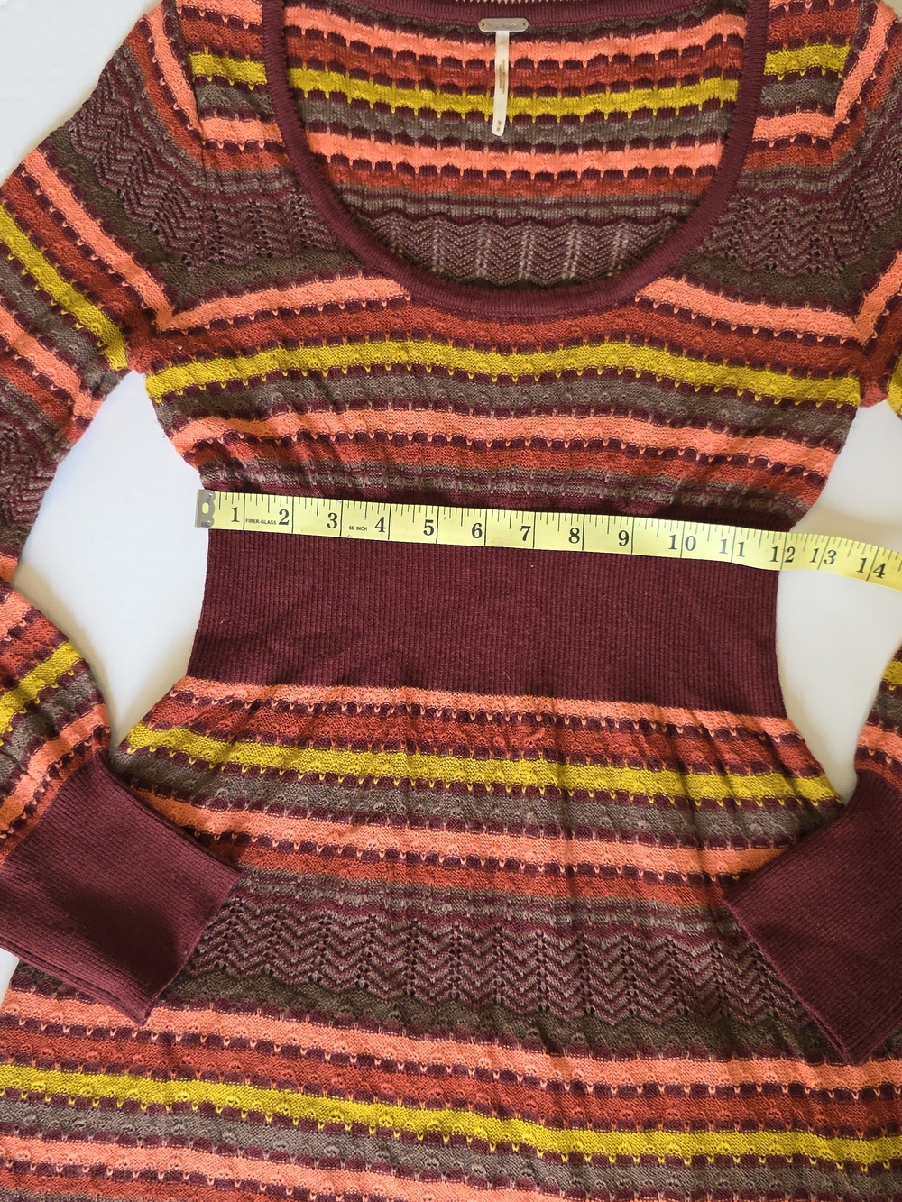 Free People Boho Knit Mini Sweter Dress Vintage Striped Indie Cottagecore Indie - Picture 4 of 7
